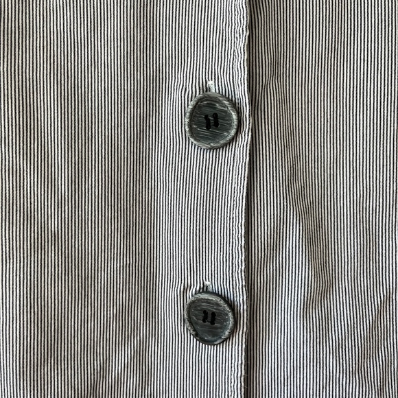 Habitat Sz S Oversized Hand Pockets Stretch Striped Wash Blue White Jacket - Picture 6 of 8